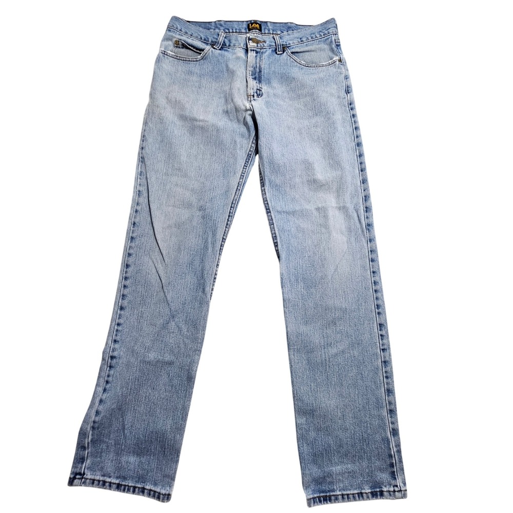 Lee Regular Fit Jeans Mens 34x34 Light Wash Straight Leg Denim 2030